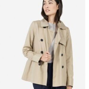 Everlane Swing Trench Coat Womens L Classic Khaki Cropped Double Breasted Jacket
